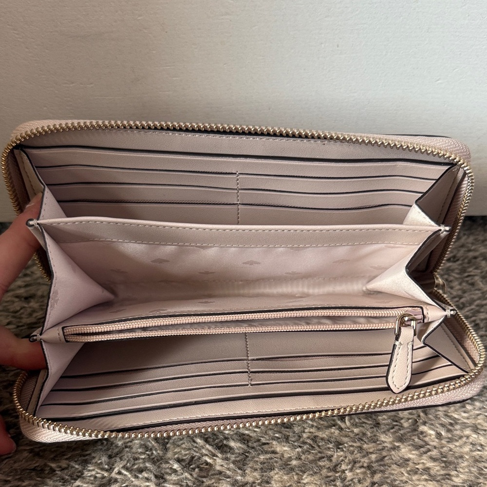 Like New:Kate Spade Gold Glitter Zip Wallet - Picture 2 of 3